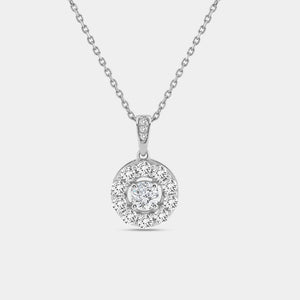 Gilded 1 Carat Lab-Grown Diamond Round-Shaped Classic Halo Solitaire Plus Pendant