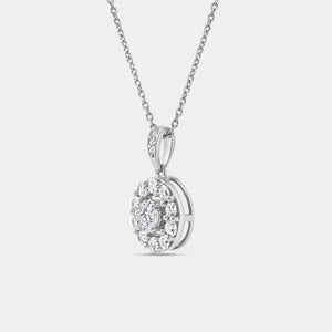 Gilded 1 Carat Lab-Grown Diamond Round-Shaped Classic Halo Solitaire Plus Pendant
