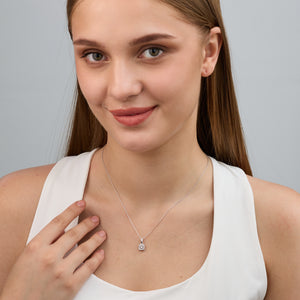 Gilded 1/4 Carat Lab-Grown Diamond Princess-Cut Solitaire Plus Pendant with a Cushion Halo