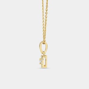 Gilded 1/4 Carat Lab-Grown Diamond Princess-Cut Solitaire Plus Pendant with a Cushion Halo