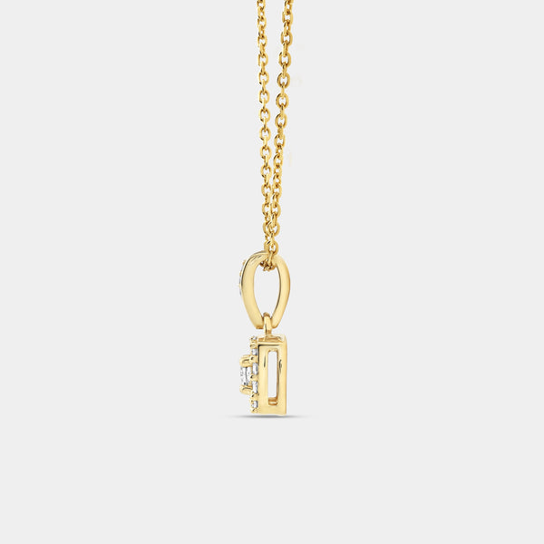 Gilded 1/4 Carat Lab-Grown Diamond Princess-Cut Solitaire Plus Pendant with a Cushion Halo