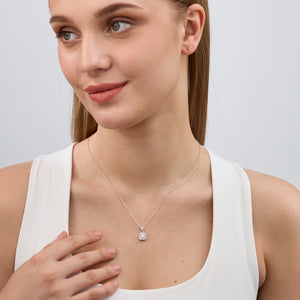 Gilded 1/2 Carat Lab-Grown Diamond Princess-Cut Solitaire Plus Pendant with a Cushion Halo