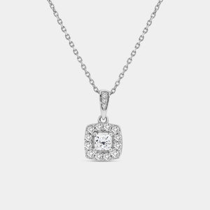 Gilded 1/2 Carat Lab-Grown Diamond Princess-Cut Solitaire Plus Pendant with a Cushion Halo