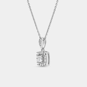 Gilded 1/2 Carat Lab-Grown Diamond Princess-Cut Solitaire Plus Pendant with a Cushion Halo