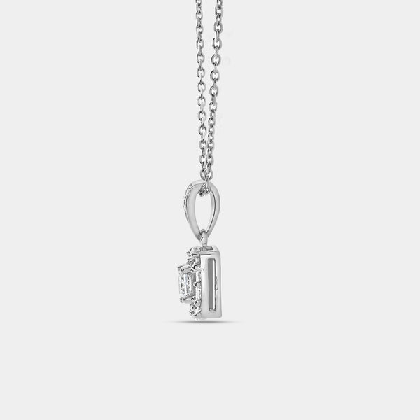 Gilded 1/2 Carat Lab-Grown Diamond Princess-Cut Solitaire Plus Pendant with a Cushion Halo