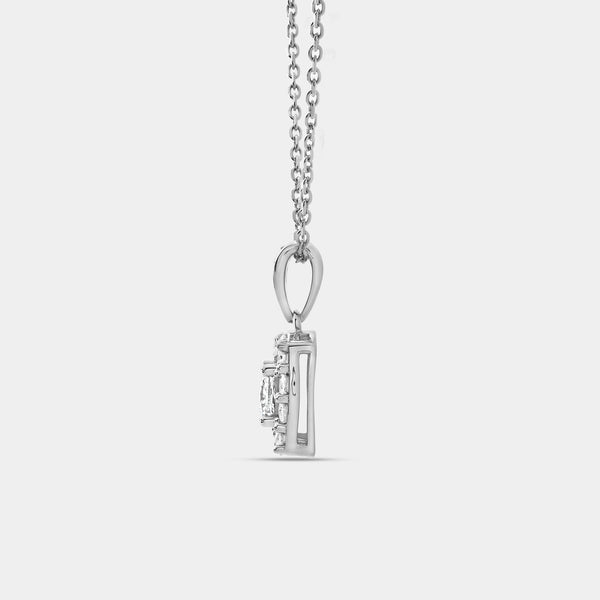 Gilded 1 Carat Lab-Grown Diamond Princess-Cut Solitaire Plus Pendant with a Cushion Halo