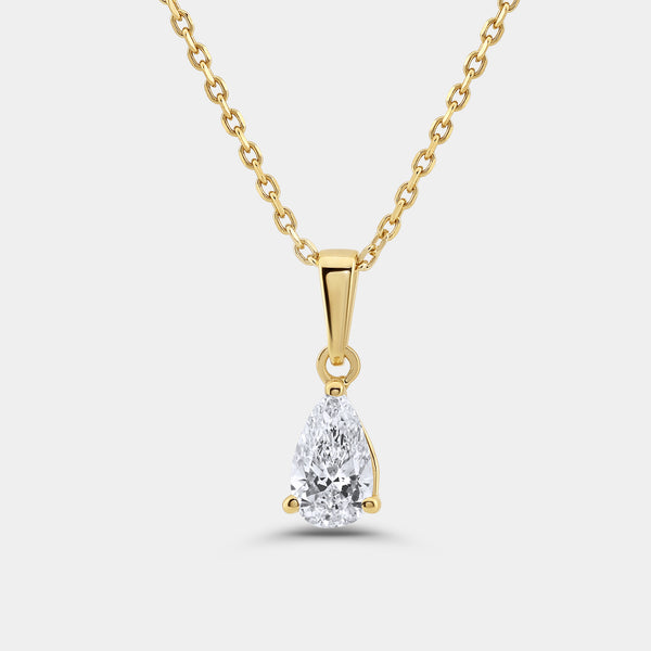 1/2 Carat Lab-Grown Diamond Pear-Shaped Classic Solitaire Pendant — GILDED New York
