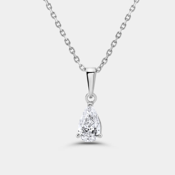 1/2 Carat Lab-Grown Diamond Pear-Shaped Classic Solitaire Pendant — GILDED New York