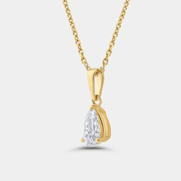 1/2 Carat Lab-Grown Diamond Pear-Shaped Classic Solitaire Pendant — GILDED New York