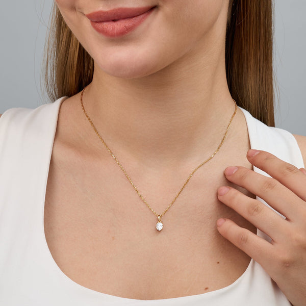 1/2 Carat Lab-Grown Diamond Oval-Shaped Classic Solitaire Pendant — GILDED New York