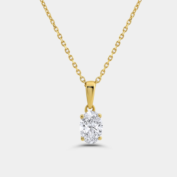 1/2 Carat Lab-Grown Diamond Oval-Shaped Classic Solitaire Pendant — GILDED New York