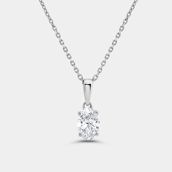 1/2 Carat Lab-Grown Diamond Oval-Shaped Classic Solitaire Pendant — GILDED New York