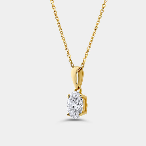 1/2 Carat Lab-Grown Diamond Oval-Shaped Classic Solitaire Pendant — GILDED New York