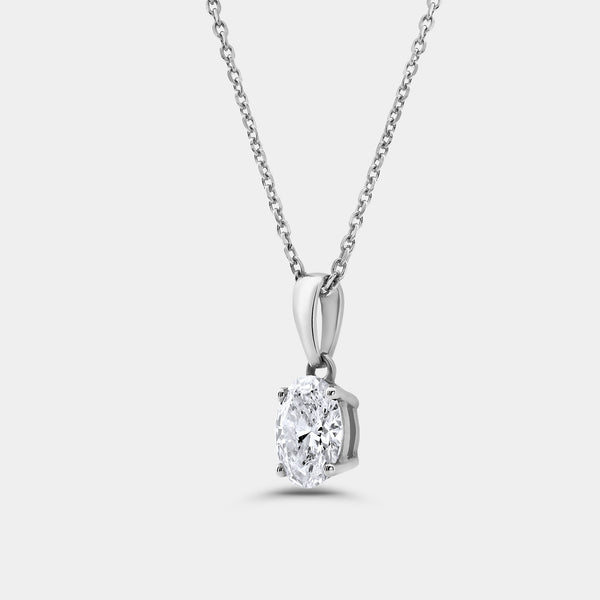 1/2 Carat Lab-Grown Diamond Oval-Shaped Classic Solitaire Pendant — GILDED New York