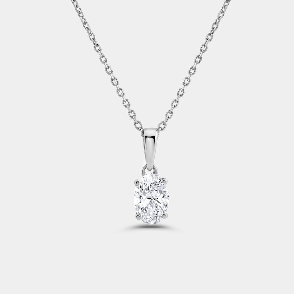 Gilded 1/2 Carat Lab-Grown Diamond Oval-Shaped Classic Solitaire Pendant