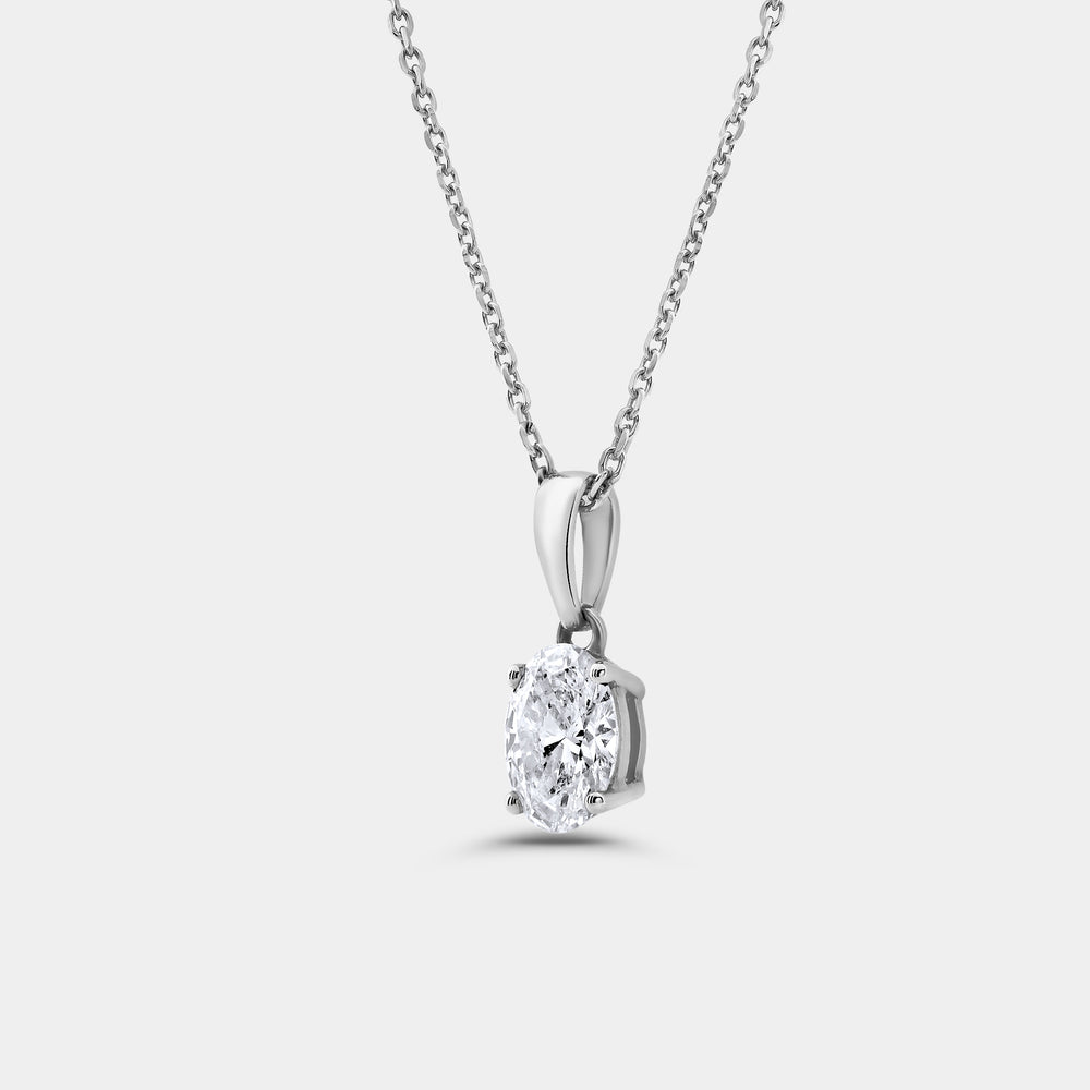 Gilded 1/2 Carat Lab-Grown Diamond Oval-Shaped Classic Solitaire Pendant