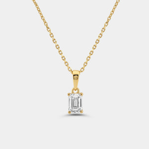 Gilded 1/2 Carat Lab-Grown Diamond Emerald-Cut Classic Solitaire Pendant