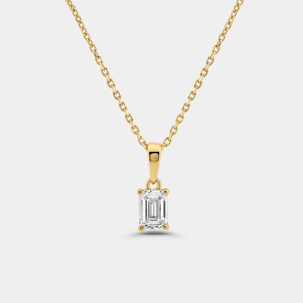 1/2 Carat Lab-Grown Diamond Emerald-Cut Classic Solitaire Pendant — GILDED New York