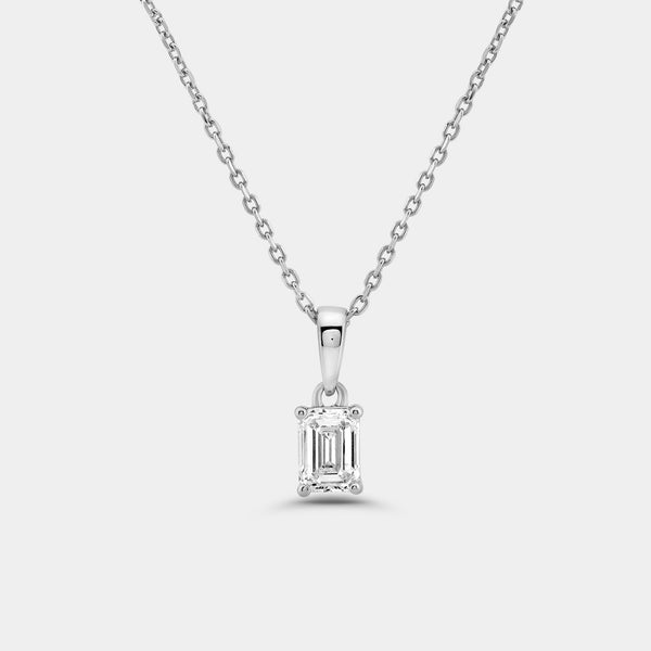 1/2 Carat Lab-Grown Diamond Emerald-Cut Classic Solitaire Pendant — GILDED New York