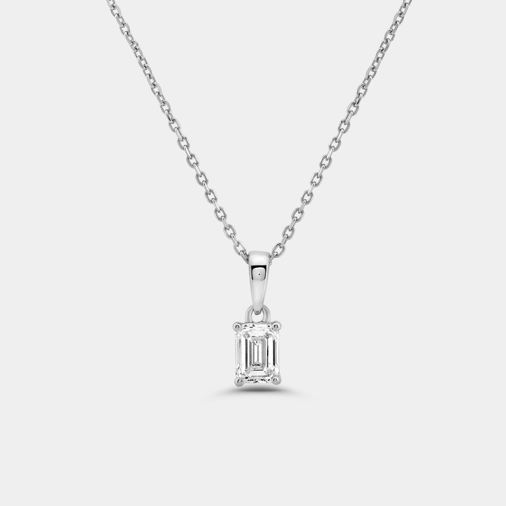 Gilded 1/2 Carat Lab-Grown Diamond Emerald-Cut Classic Solitaire Pendant