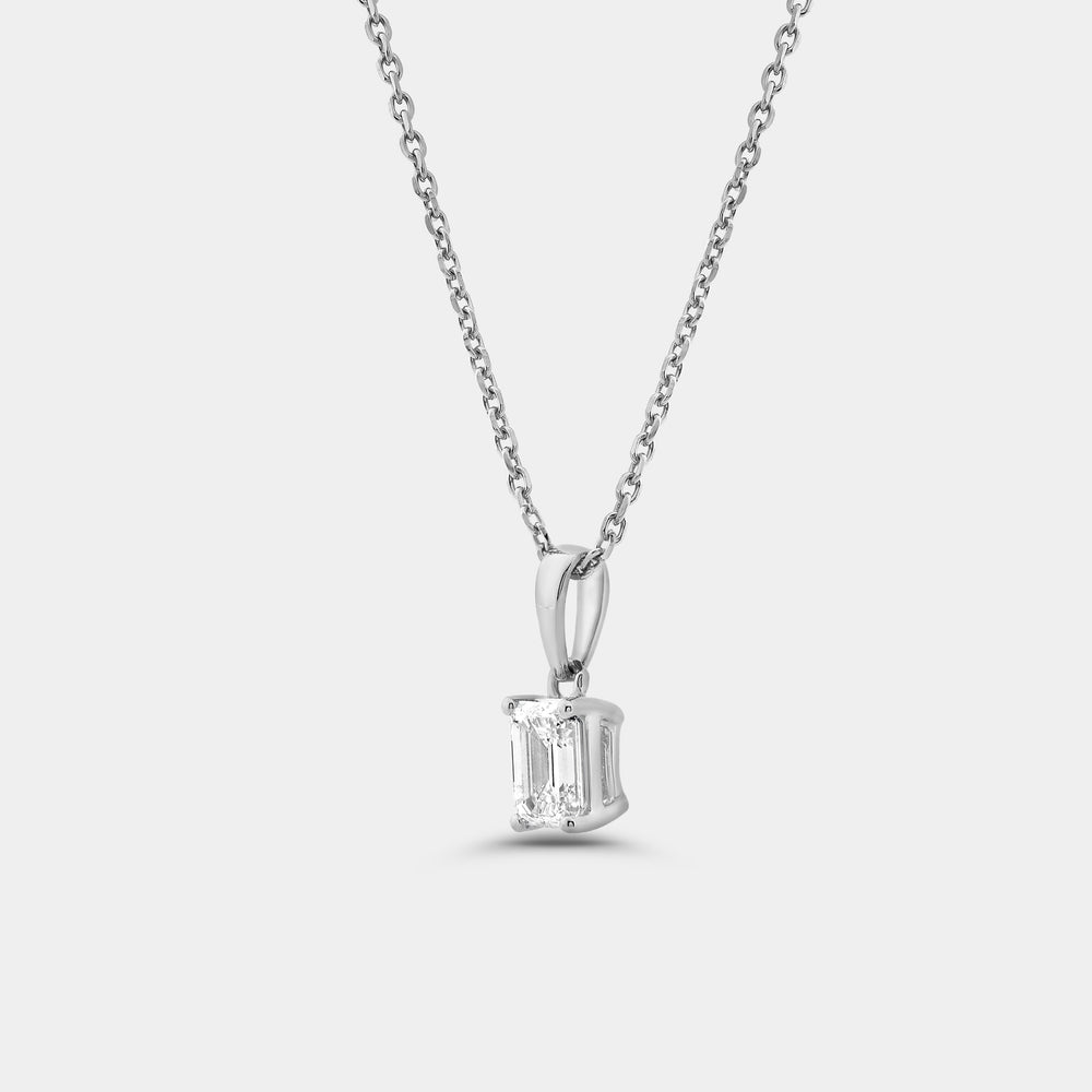 Gilded 1/2 Carat Lab-Grown Diamond Emerald-Cut Classic Solitaire Pendant