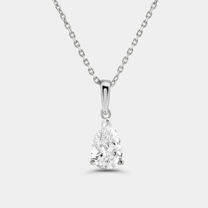 Gilded 1 Carat Lab-Grown Diamond Pear-Shaped Classic Solitaire Pendant