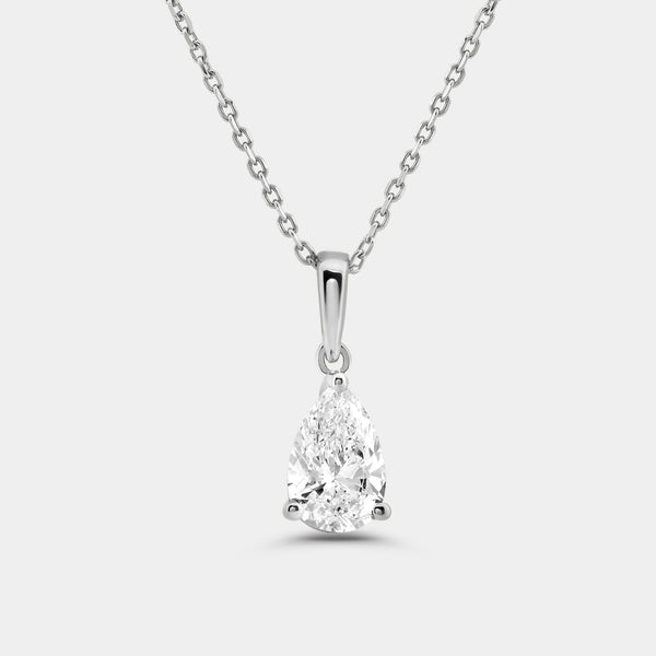 1 Carat Lab-Grown Diamond Pear-Shaped Classic Solitaire Pendant — GILDED New York