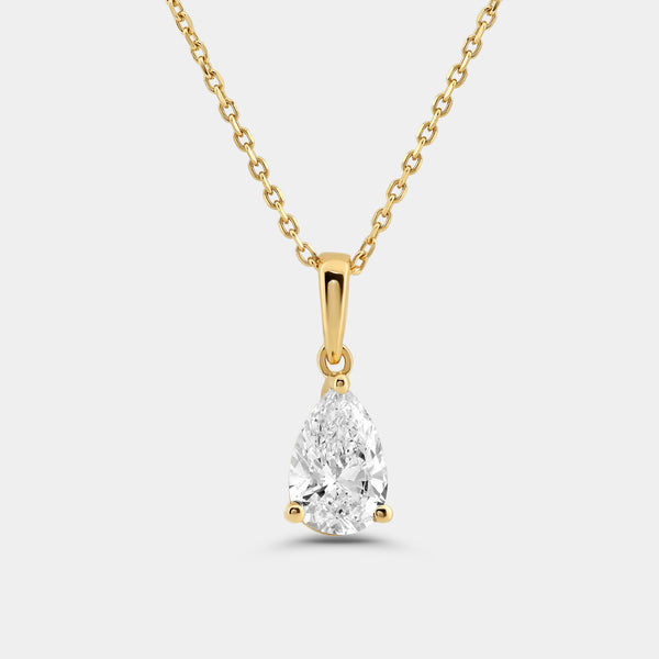 1 Carat Lab-Grown Diamond Pear-Shaped Classic Solitaire Pendant — GILDED New York