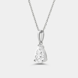 Gilded 1 Carat Lab-Grown Diamond Pear-Shaped Classic Solitaire Pendant