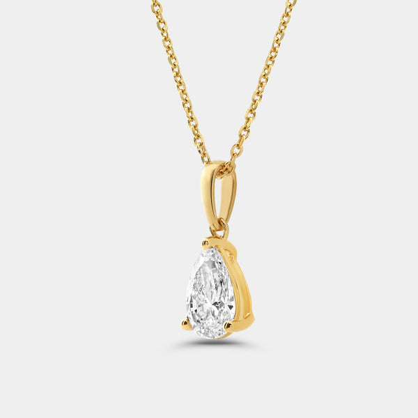 1 Carat Lab-Grown Diamond Pear-Shaped Classic Solitaire Pendant — GILDED New York