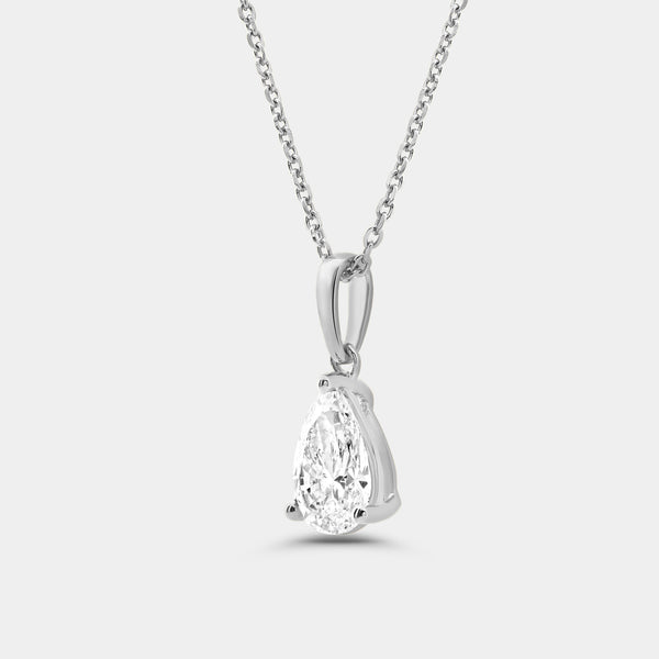 1 Carat Lab-Grown Diamond Pear-Shaped Classic Solitaire Pendant — GILDED New York
