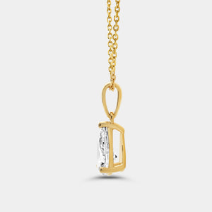 Gilded 1 Carat Lab-Grown Diamond Pear-Shaped Classic Solitaire Pendant