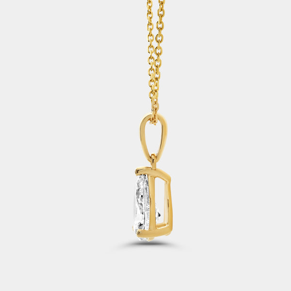 1 Carat Lab-Grown Diamond Pear-Shaped Classic Solitaire Pendant — GILDED New York