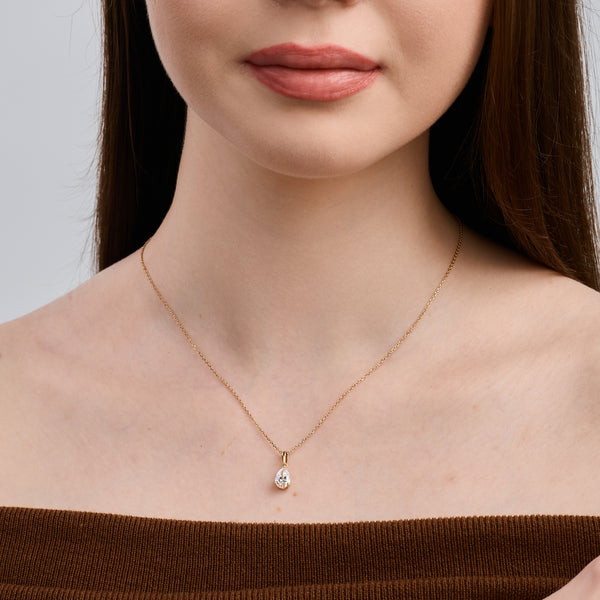 1 Carat Lab-Grown Diamond Pear-Shaped Classic Solitaire Pendant — GILDED New York