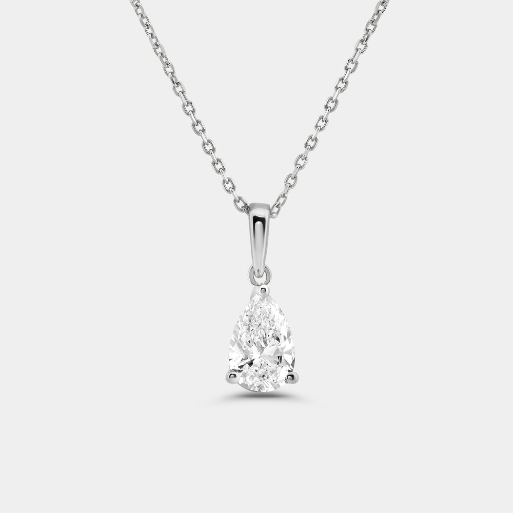 Gilded 1 Carat Lab-Grown Diamond Pear-Shaped Classic Solitaire Pendant