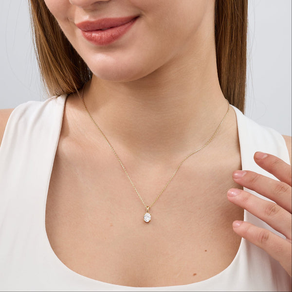 1 Carat Lab-Grown Diamond Oval-Shaped Classic Solitaire Pendant — GILDED New York