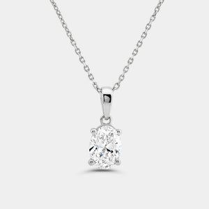 Gilded 1 Carat Lab-Grown Diamond Oval-Shaped Classic Solitaire Pendant