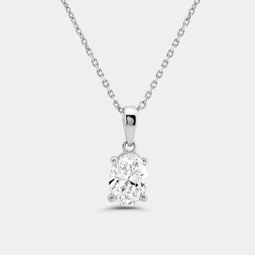 Gilded 1 Carat Lab-Grown Diamond Oval-Shaped Classic Solitaire Pendant