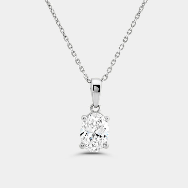 1 Carat Lab-Grown Diamond Oval-Shaped Classic Solitaire Pendant — GILDED New York