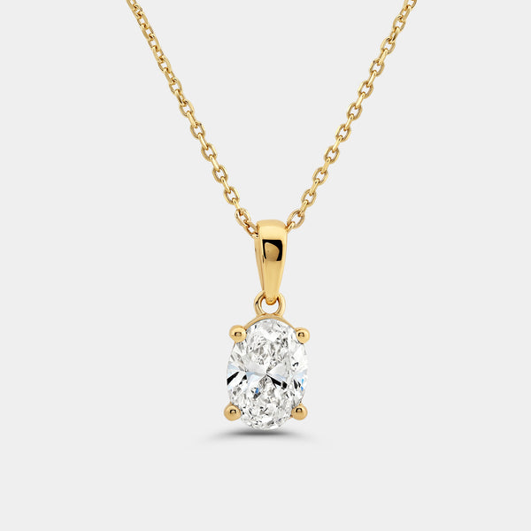 1 Carat Lab-Grown Diamond Oval-Shaped Classic Solitaire Pendant — GILDED New York