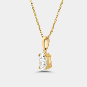 Gilded 1 Carat Lab-Grown Diamond Oval-Shaped Classic Solitaire Pendant