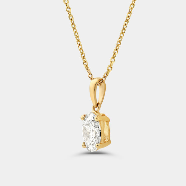 1 Carat Lab-Grown Diamond Oval-Shaped Classic Solitaire Pendant — GILDED New York
