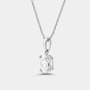 Gilded 1 Carat Lab-Grown Diamond Oval-Shaped Classic Solitaire Pendant
