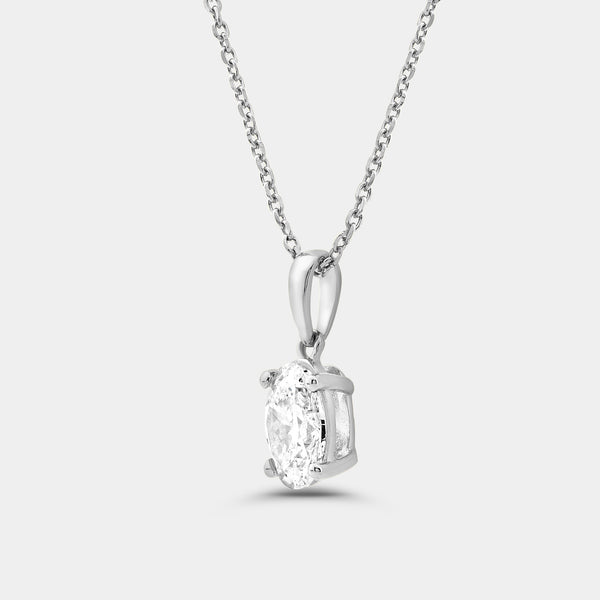 1 Carat Lab-Grown Diamond Oval-Shaped Classic Solitaire Pendant — GILDED New York