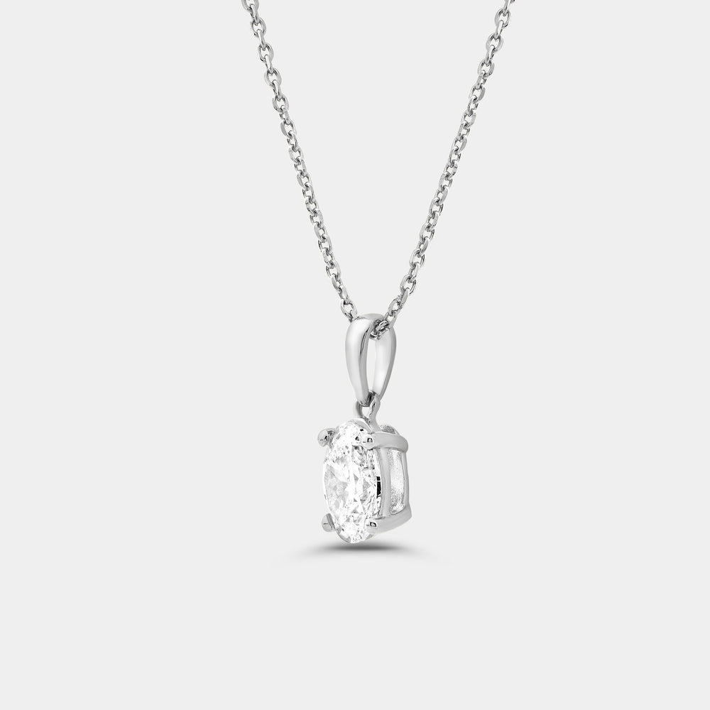 Gilded 1 Carat Lab-Grown Diamond Oval-Shaped Classic Solitaire Pendant