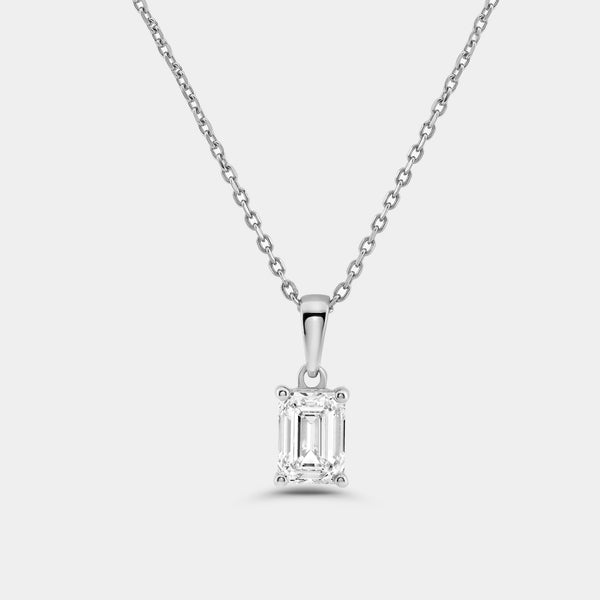 1 Carat Lab-Grown Diamond Emerald-Cut Classic Solitaire Pendant — GILDED New York
