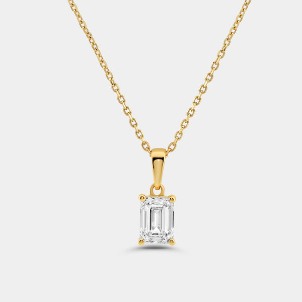 1 Carat Lab-Grown Diamond Emerald-Cut Classic Solitaire Pendant — GILDED New York