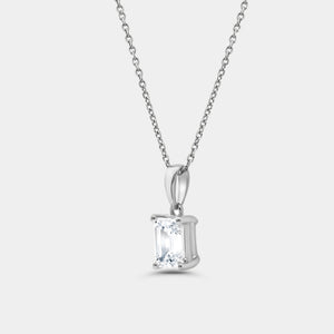 Gilded 1 Carat Lab-Grown Diamond Emerald-Cut Classic Solitaire Pendant
