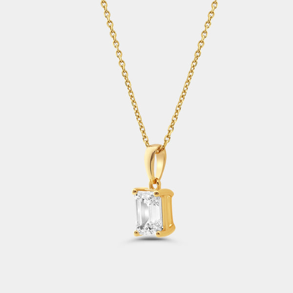 1 Carat Lab-Grown Diamond Emerald-Cut Classic Solitaire Pendant — GILDED New York