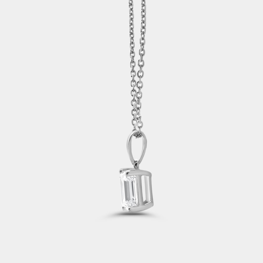 Gilded 1 Carat Lab-Grown Diamond Emerald-Cut Classic Solitaire Pendant